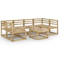 vidaXL Set de muebles de jardín 7 pzas madera de pino impregnada verde