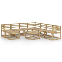 vidaXL Set de muebles de jardín 9 pzas madera de pino impregnada verde