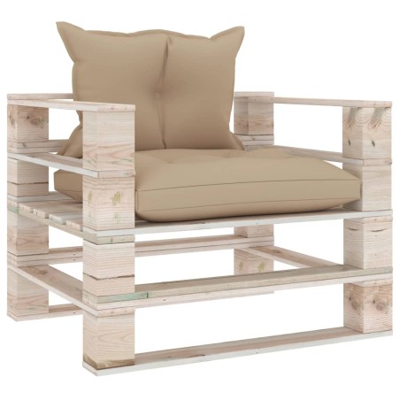 vidaXL Sofá de palets de jardín con cojines beige madera de pino