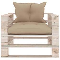 vidaXL Sofá de palets de jardín con cojines beige madera de pino