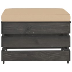 vidaXL Otomana seccional con cojín madera impregnada gris