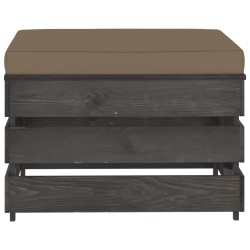 vidaXL Otomana seccional con cojín madera impregnada gris