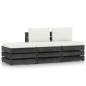 vidaXL Muebles de jardín 3 piezas con cojines madera impregnada gris vidaXL Muebles de jardín 3 piezas con cojines madera impregnada gris