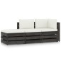 vidaXL Muebles de jardín 3 pzas con cojines gris madera impregnada vidaXL Muebles de jardín 3 pzas con cojines gris madera impregnada