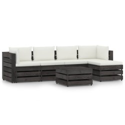 vidaXL Muebles de jardín 6 pzas con cojines madera impregnada gris