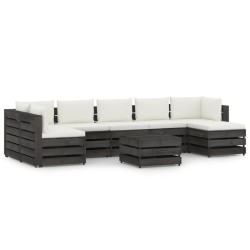 vidaXL Muebles de jardín 8 pzas con cojines madera impregnada gris
