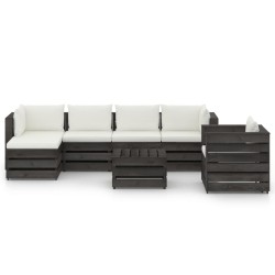 vidaXL Muebles de jardín 7 pzas con cojines madera impregnada gris
