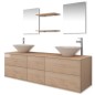vidaXL Conjunto de muebles de baño con lavabo y grifo 9 piezas beige vidaXL Conjunto de muebles de baño con lavabo y grifo 9 piezas beige