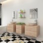 vidaXL Conjunto de muebles de baño con lavabo y grifo 9 piezas beige vidaXL Conjunto de muebles de baño con lavabo y grifo 9 piezas beige