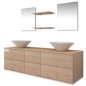 vidaXL Conjunto de muebles de baño con lavabo y grifo 9 piezas beige vidaXL Conjunto de muebles de baño con lavabo y grifo 9 piezas beige