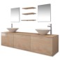 vidaXL Conjunto de muebles de baño con lavabo y grifo 11 piezas beige vidaXL Conjunto de muebles de baño con lavabo y grifo 11 piezas beige