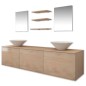 vidaXL Conjunto de muebles de baño con lavabo y grifo 11 piezas beige vidaXL Conjunto de muebles de baño con lavabo y grifo 11 piezas beige