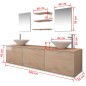 vidaXL Conjunto de muebles de baño con lavabo y grifo 11 piezas beige vidaXL Conjunto de muebles de baño con lavabo y grifo 11 piezas beige