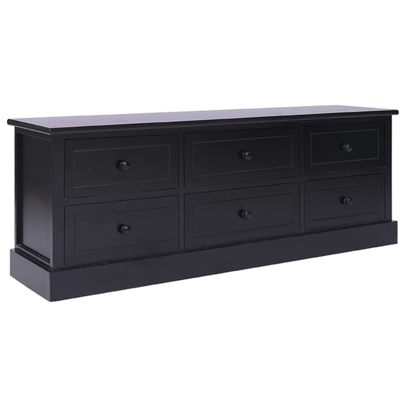 vidaXL Mueble para TV madera maciza de paulownia negro 108x30x40 cm vidaXL Mueble para TV madera maciza de paulownia negro 108x30x40 cm