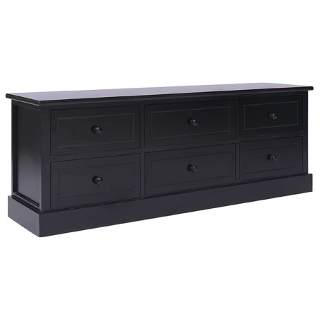 vidaXL Mueble para TV madera maciza de paulownia negro 108x30x40 cm