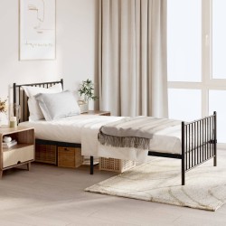 vidaXL Estructura de cama con cabecero y estribo metal negro 90x200 cm