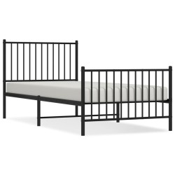vidaXL Estructura de cama con cabecero y estribo metal negro 90x200 cm