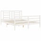 vidaXL Estructura de cama matrimonio con cabecero madera maciza blanco
