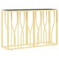 vidaXL Mesa consola de acero inoxidable y vidrio dorada 110x30x70 cm vidaXL Mesa consola de acero inoxidable y vidrio dorada 110x30x70 cm