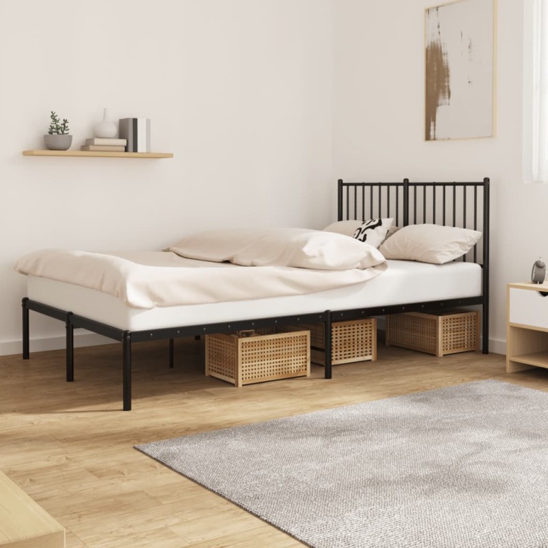vidaXL Estructura de cama con cabecero metal negro 120x190 cm vidaXL Estructura de cama con cabecero metal negro 120x190 cm
