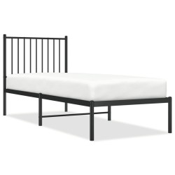 vidaXL Estructura de cama con cabecero metal negro 75x190 cm