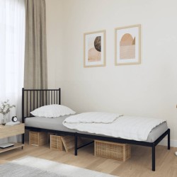 vidaXL Estructura de cama con cabecero metal negro 90x190 cm