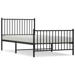 vidaXL Estructura de cama con cabecero y estribo metal negro 100x200cm