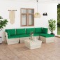 vidaXL Muebles de jardín de palets 6 piezas y cojines madera de abeto vidaXL Muebles de jardín de palets 6 piezas y cojines madera de abeto