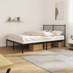 vidaXL Estructura de cama con cabecero metal negro 135x190 cm