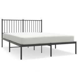 vidaXL Estructura de cama con cabecero metal negro 135x190 cm