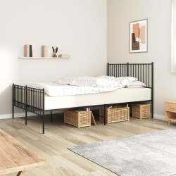 vidaXL Estructura de cama cabecero y pie de cama metal negro 140x190cm