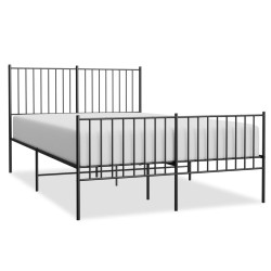 vidaXL Estructura de cama cabecero y pie de cama metal negro 140x190cm