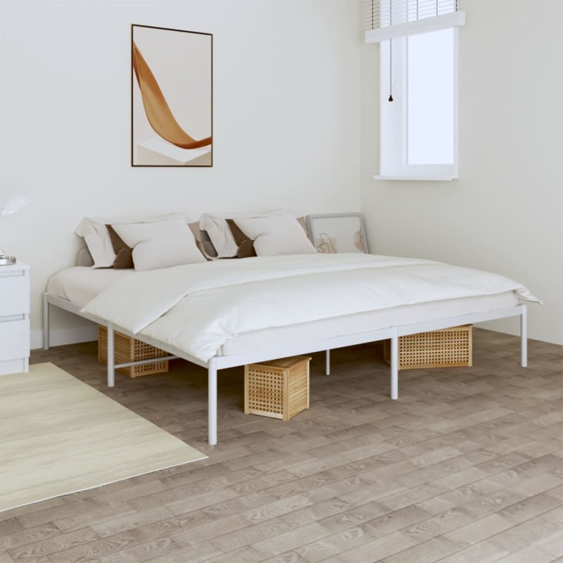 vidaXL Estructura de cama de metal blanco 183x213 cm vidaXL Estructura de cama de metal blanco 183x213 cm