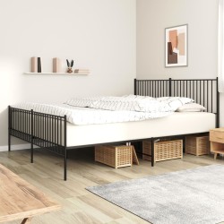 vidaXL Estructura de cama cabecero y pie de cama metal negro 200x200cm