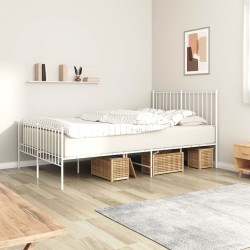 vidaXL Estructura cama metal con cabecero y estribo blanco 120x200 cm