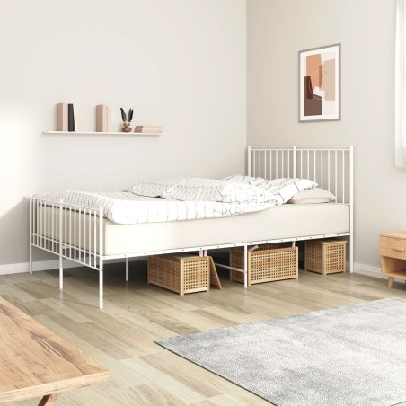 vidaXL Estructura cama metal con cabecero y estribo blanco 120x200 cm