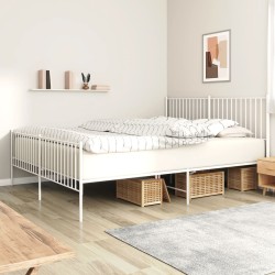 vidaXL Estructura cama metal con cabecero y estribo blanco 180x200 cm