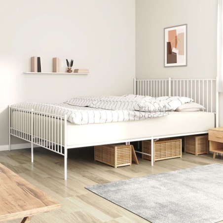 vidaXL Estructura cama metal con cabecero y estribo blanco 180x200 cm
