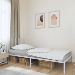 vidaXL Estructura de cama de metal con cabecero blanco 100x200 cm
