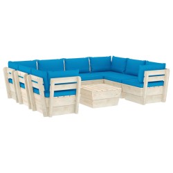 vidaXL Muebles de jardín de palets 9 piezas y cojines madera de abeto 