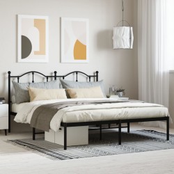 vidaXL Estructura de cama con cabecero metal negro 180x200 cm