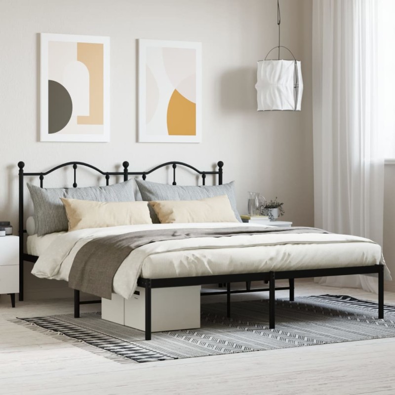 vidaXL Estructura de cama con cabecero metal negro 180x200 cm vidaXL Estructura de cama con cabecero metal negro 180x200 cm