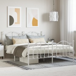 vidaXL Estructura cama metal con cabecero y estribo blanco 180x200 cm