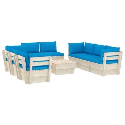 vidaXL Muebles de jardín de palets 9 piezas y cojines madera de abeto  
