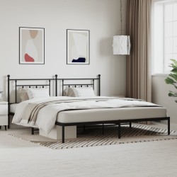 vidaXL Estructura de cama con cabecero metal negro 200x200 cm