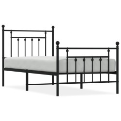 vidaXL Estructura de cama con cabecero y estribo metal negro 80x200 cm
