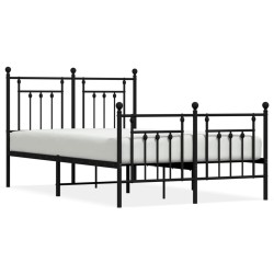 vidaXL Estructura de cama con cabecero y pie metal negro 120x190 cm