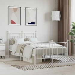 vidaXL Estructura cama metal con cabecero y estribo blanco 120x200 cm