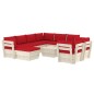 vidaXL Muebles de jardín de palets 10 pzas y cojines madera de abeto vidaXL Muebles de jardín de palets 10 pzas y cojines madera de abeto