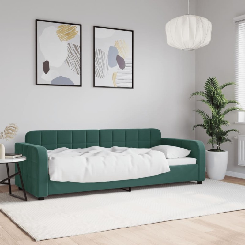 vidaXL Sofá cama terciopelo verde oscuro 80x200 cm vidaXL Sofá cama terciopelo verde oscuro 80x200 cm